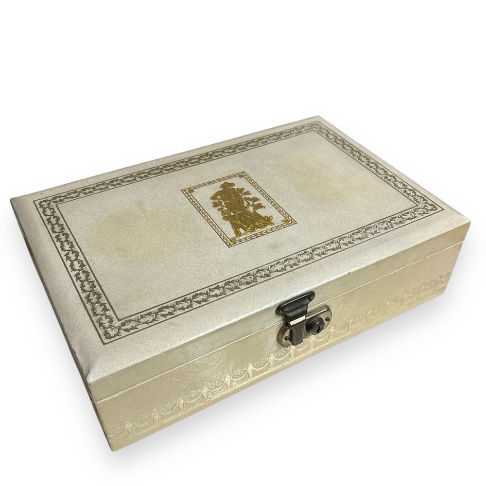 BARONET  Large Ivory Neoclassical Jewelry Box VINTAGE